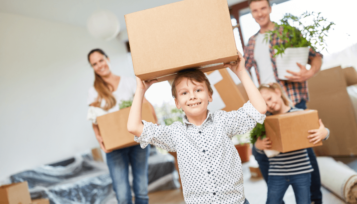 Moving with happy children