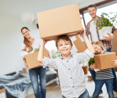 Moving with happy children
