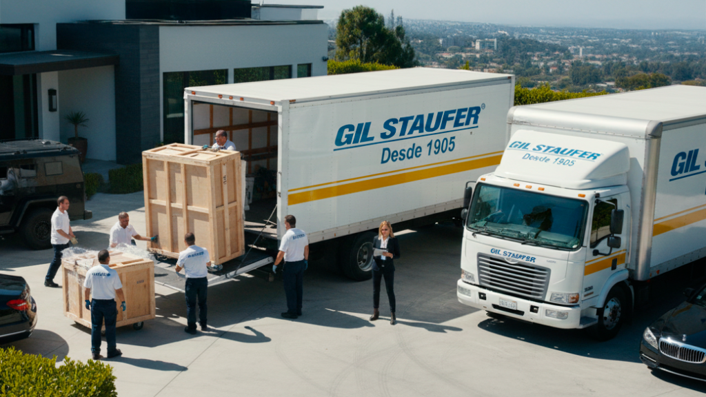 equipo de mudanzas gil stauffer haciendo un traslado de obras de arte