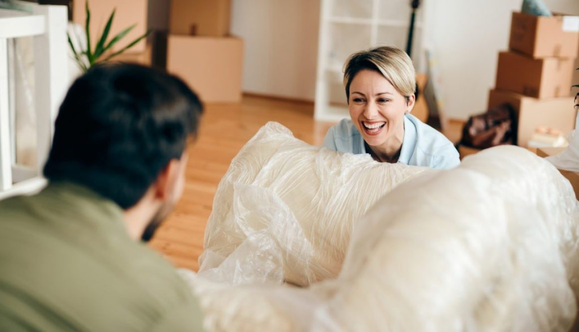 couple moving sheltered furniture moving in winter